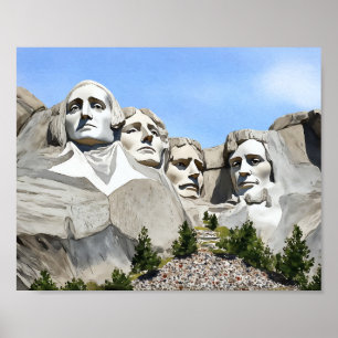 Affiche Mont Rushmore Aquarelle