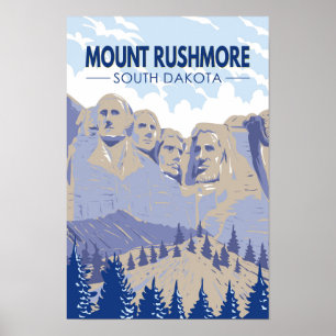 Affiche Mont Rushmore Dakota du Sud Voyage Art Vintage