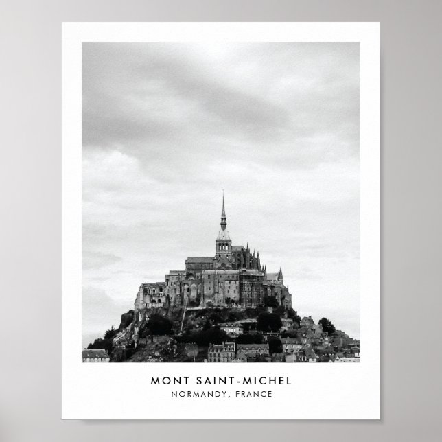Affiche Mont Saint-Michel France Photo voyage noir et blan (Devant)