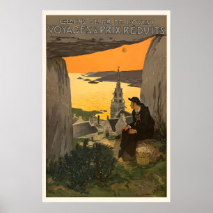 Affiche Mont-Saint-Michel Normandie France Voyage Rétro