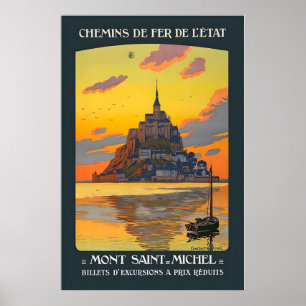 Affiche Mont-Saint-Michel Normandie France Voyage Vintage
