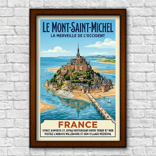 Affiche Mont-Saint-Michel vintage, France Voyage