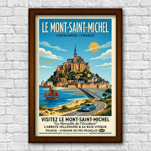 Affiche Mont-Saint-Michel vintage, France Voyage