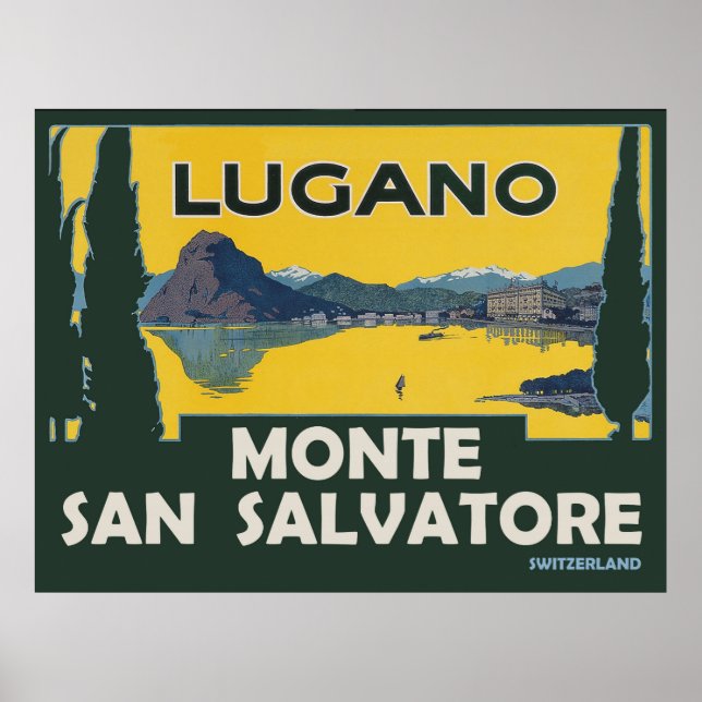 Affiche Mont San Salvatore, vue depuis le lac de Lugano (Devant)