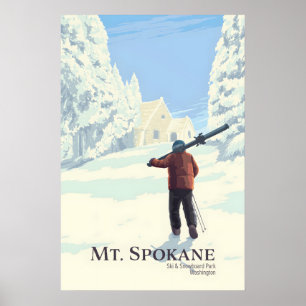 Affiche Mont Spokane Ski et Snowboard Park Washington