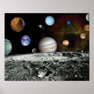 Affiche Montage de photos spatiales du voyageur du système