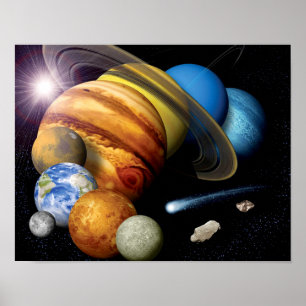 Affiche Montage du système solaire de la NASA JPL Photos s