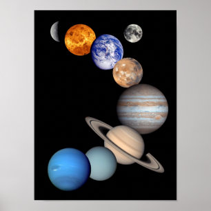 Affiche Montage du système solaire photos de planètes JPL