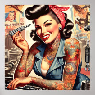 Affiche Montage mécanique vintage