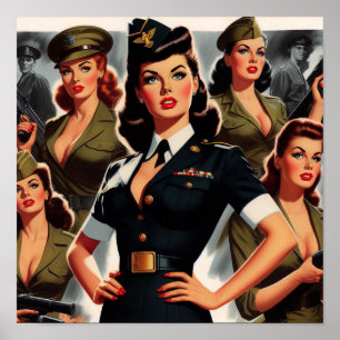Affiche Montage militaire vintage