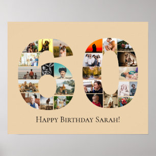 Affiche Montage photo personnalisé pour 60e anniversaire o