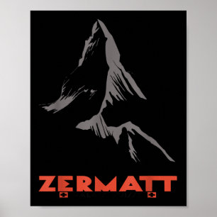 Affiche Montagne À Zermatt, Valais, Suisse