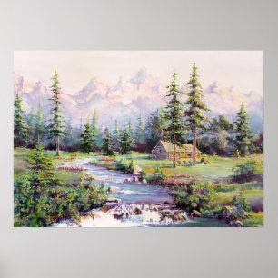 Affiche MONTAGNE CABINE par SHARON SHARPE