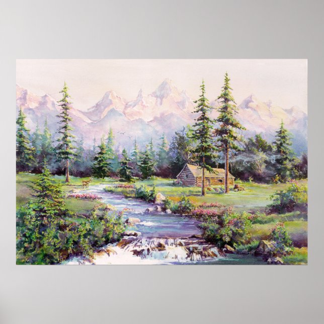 Affiche MONTAGNE CABINE par SHARON SHARPE (Devant)