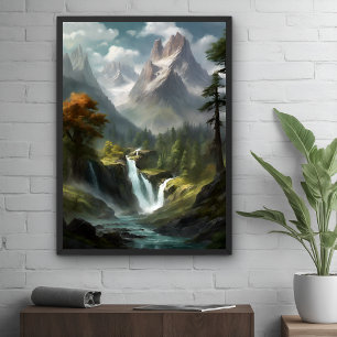 Affiche Montagne Cascade Sérénité - Nature Paysage Art
