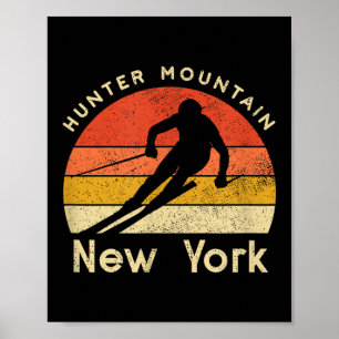 Affiche Montagne Chasseur de ski vintage New York Mountain