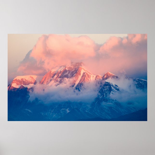 AFFICHE MONTAGNE COUVERTE DE NEIGE EN JOURNÉE (Devant)