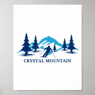 Affiche Montagne de cristal Michigan station de ski skieur