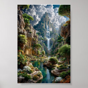 Affiche Montagne de Fantaisie à Cascade Étagée – Château A