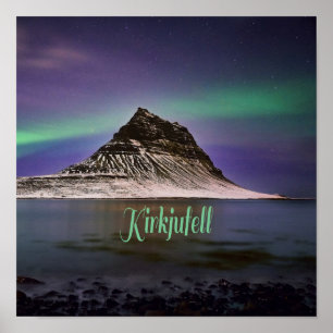 Affiche Montagne de Kirkjufell en Islande Lumières du Nord