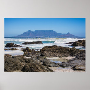 Affiche Montagne de la Table avec plage et rochers