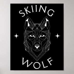Affiche Montagne de loup de ski aventure neige sports d'hi