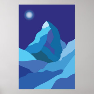Affiche Montagne de Matterhorn. Nuit d'hiver