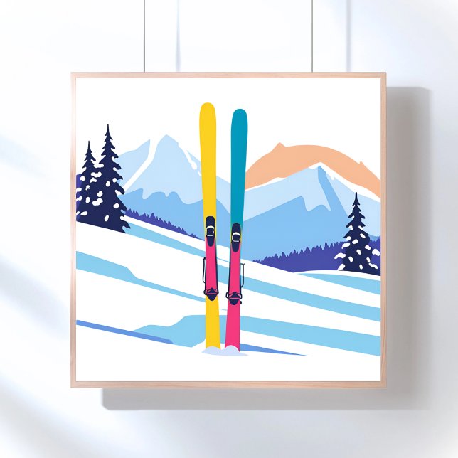 Affiche Montagne de ski d'hiver (Créateur téléchargé)
