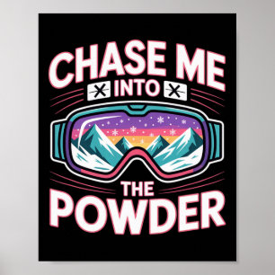 Affiche Montagne de ski pour hommes et femmes. Ski en poud
