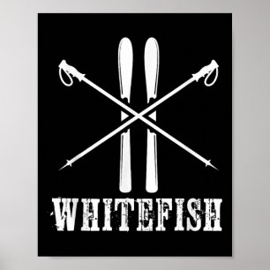 Affiche Montagne de Whitefish Ski Skieur Ski Nordique Alpi