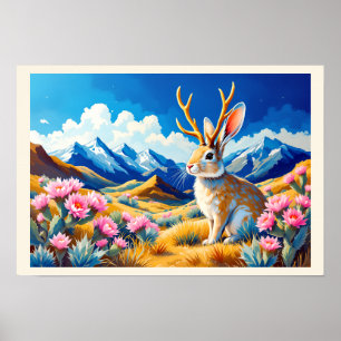 Affiche Montagne désertique Jackalope juste pour le plaisi