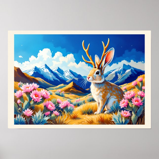 Affiche Montagne désertique Jackalope juste pour le plaisi (Devant)