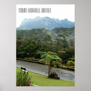 Affiche Montagne du Mont Kinabalu et jungle de Bornéo