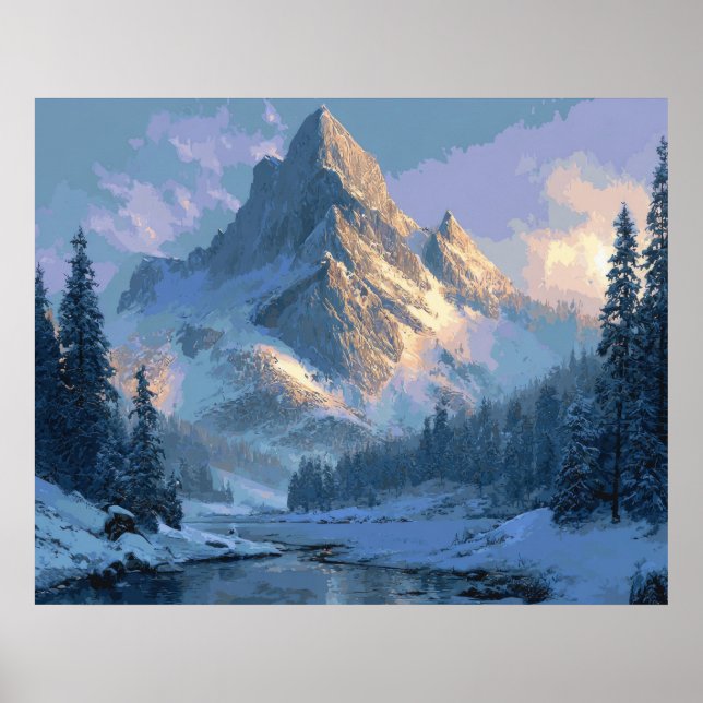 Affiche Montagne enneigée (Devant)