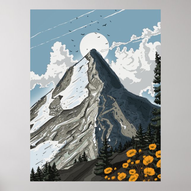 Affiche Montagne enneigée de Suisse (Devant)