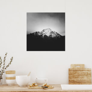 Affiche Montagne enneigée en noir et blanc