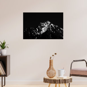 Affiche Montagne enneigée minimaliste noir et blanc