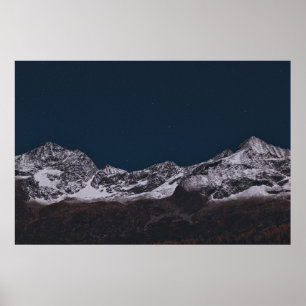 AFFICHE MONTAGNE GLACIE EN NUIT