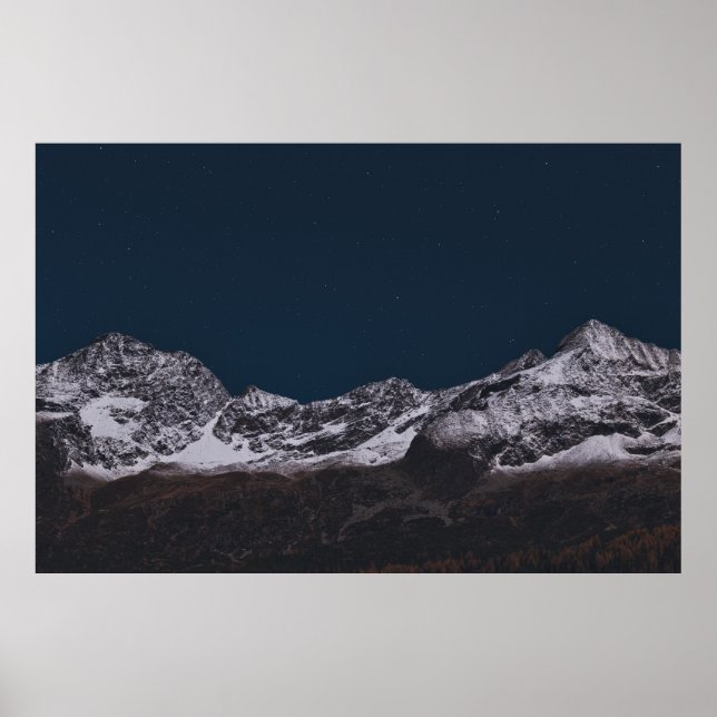 AFFICHE MONTAGNE GLACIE EN NUIT (Devant)