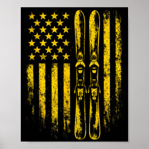 Affiche Montagne hivernale de ski de ski vintage américain