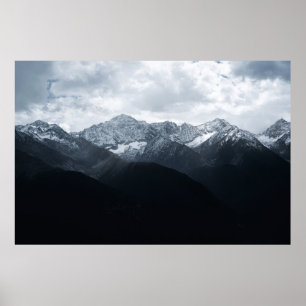 AFFICHE MONTAGNE NOIRE ET BLANCHE EN JOURNÉE