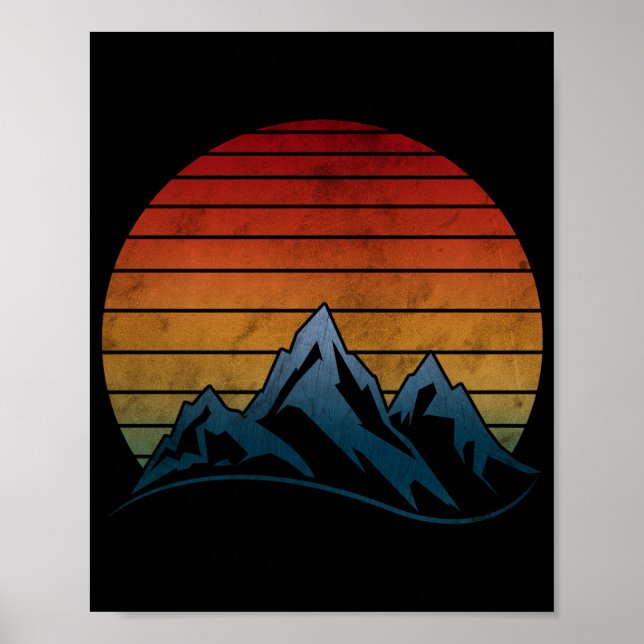 AFFICHE MONTAGNE VINTAGE COUCHER DE SOLEIL  (Devant)