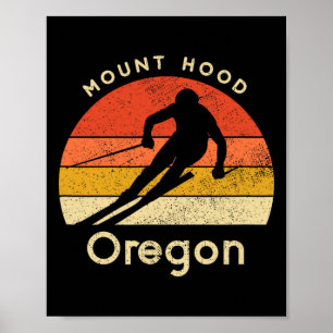 Affiche Montagne Vintage Ski Mont Hood Oregon