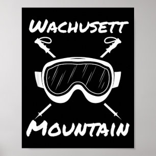 Affiche montagne Wachusett massachusetts skieur ski skis