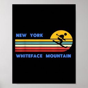 Affiche Montagne Whiteface New York Ski Skiateur Ski Rétro