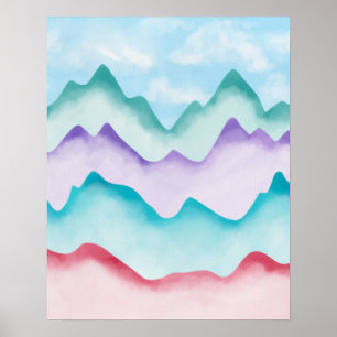 Affiche Montagnes Abstraites Colorées Modernes