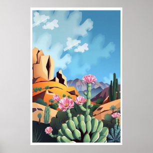 Affiche Montagnes abstraites du Colorado Désert Cactus