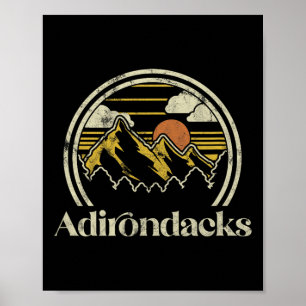 Affiche Montagnes Adirondacks New York Camp de Randonnée V