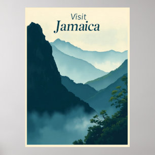 Affiche Montagnes Bleues, Jamaïque – Illustration Vintage