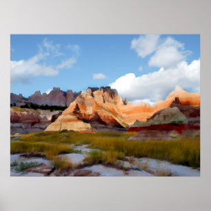 Affiche Montagnes & Ciel à Badlands N.P.- Réalisme
